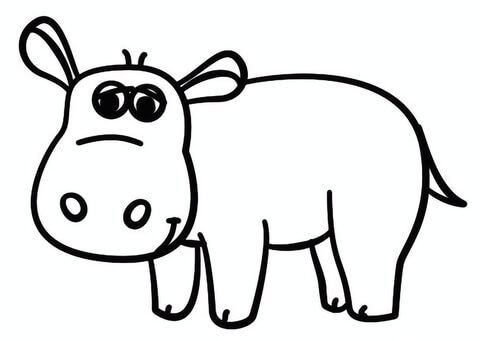 Cartoon Hippo Coloring Page